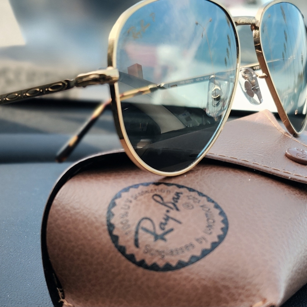 Ray-Ban Gold and Black Aviator Sunglasses